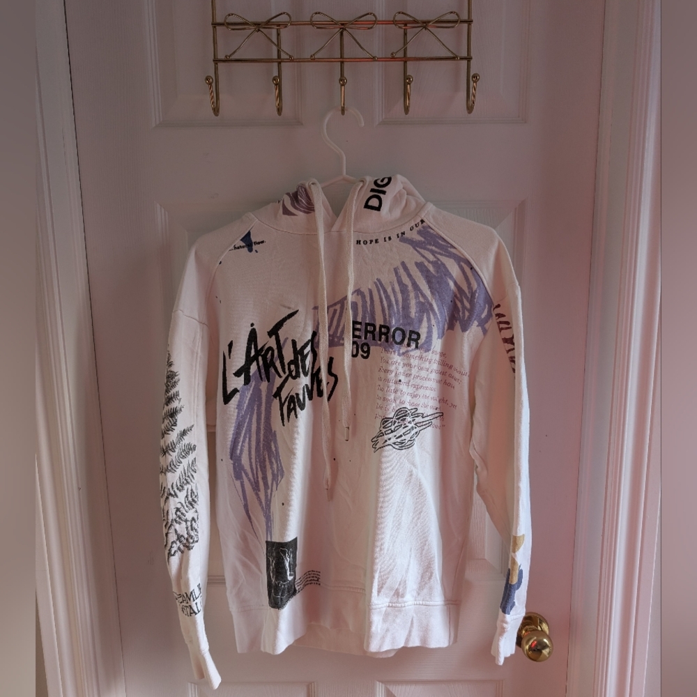Zara White Casual Hoodie